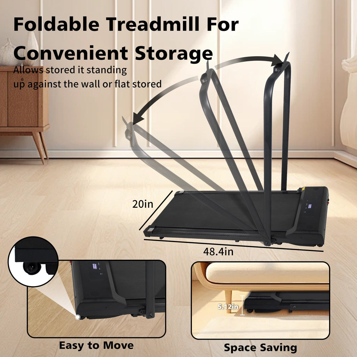 2-in-1 Folding Under Desk Walking Treadmill