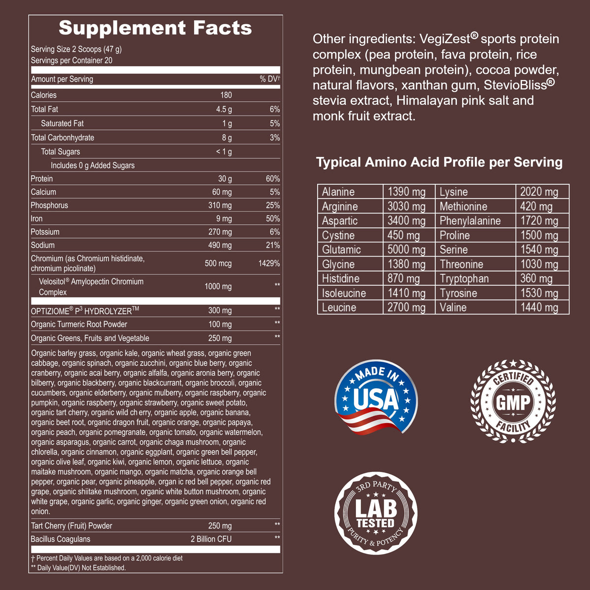 Plant Based Sport Protein Powder Supplement