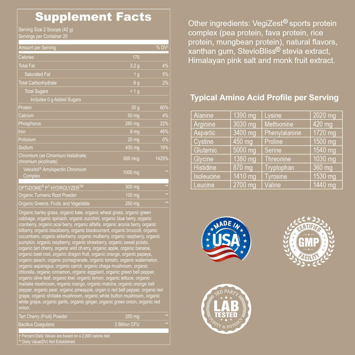 Plant Based Sport Protein Powder Supplement