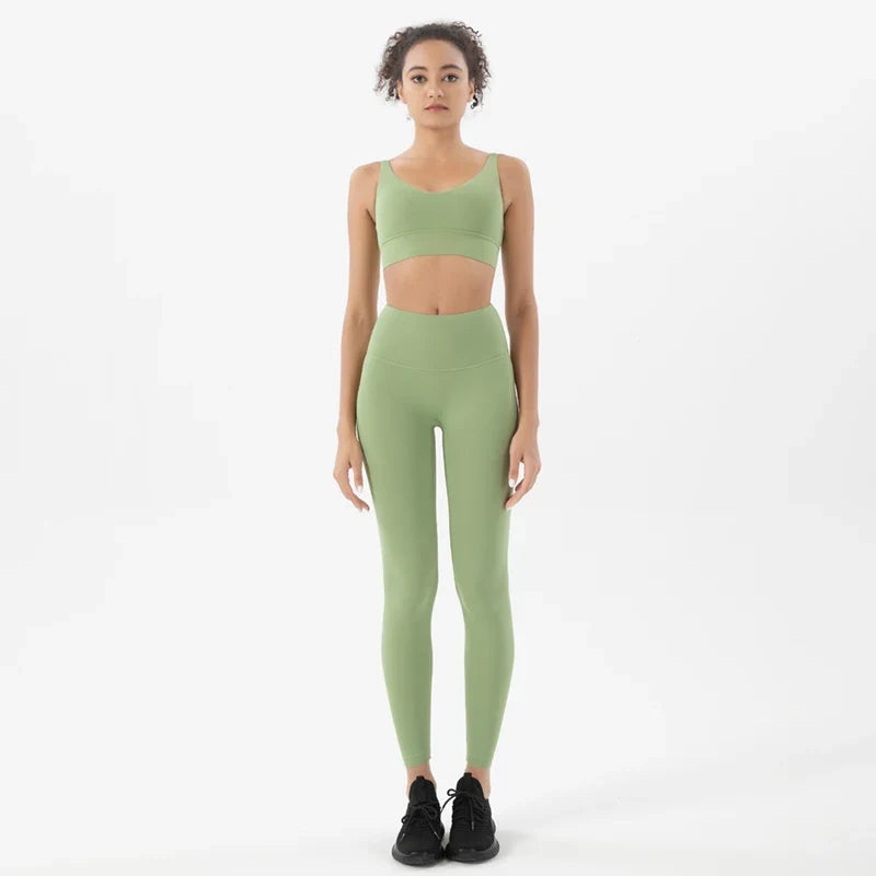 Women's Yoga Leggings Crop Top Set