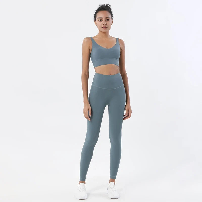 Women's Yoga Leggings Crop Top Set