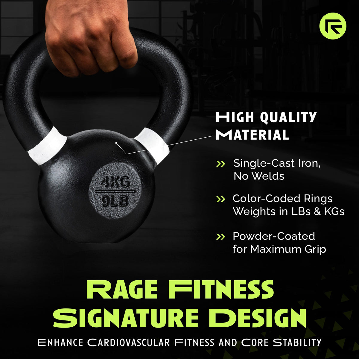 Single Cast Iron Kettlebell Strength Training Weight