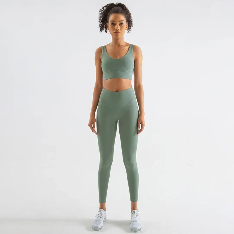 Women's Yoga Leggings Crop Top Set