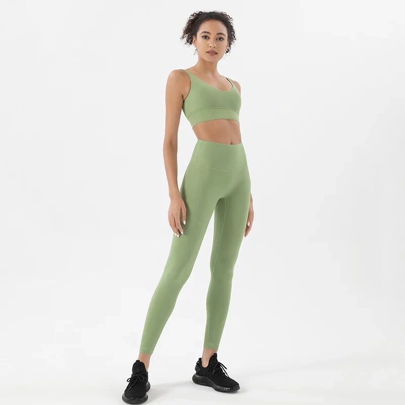 Women's Yoga Leggings Crop Top Set