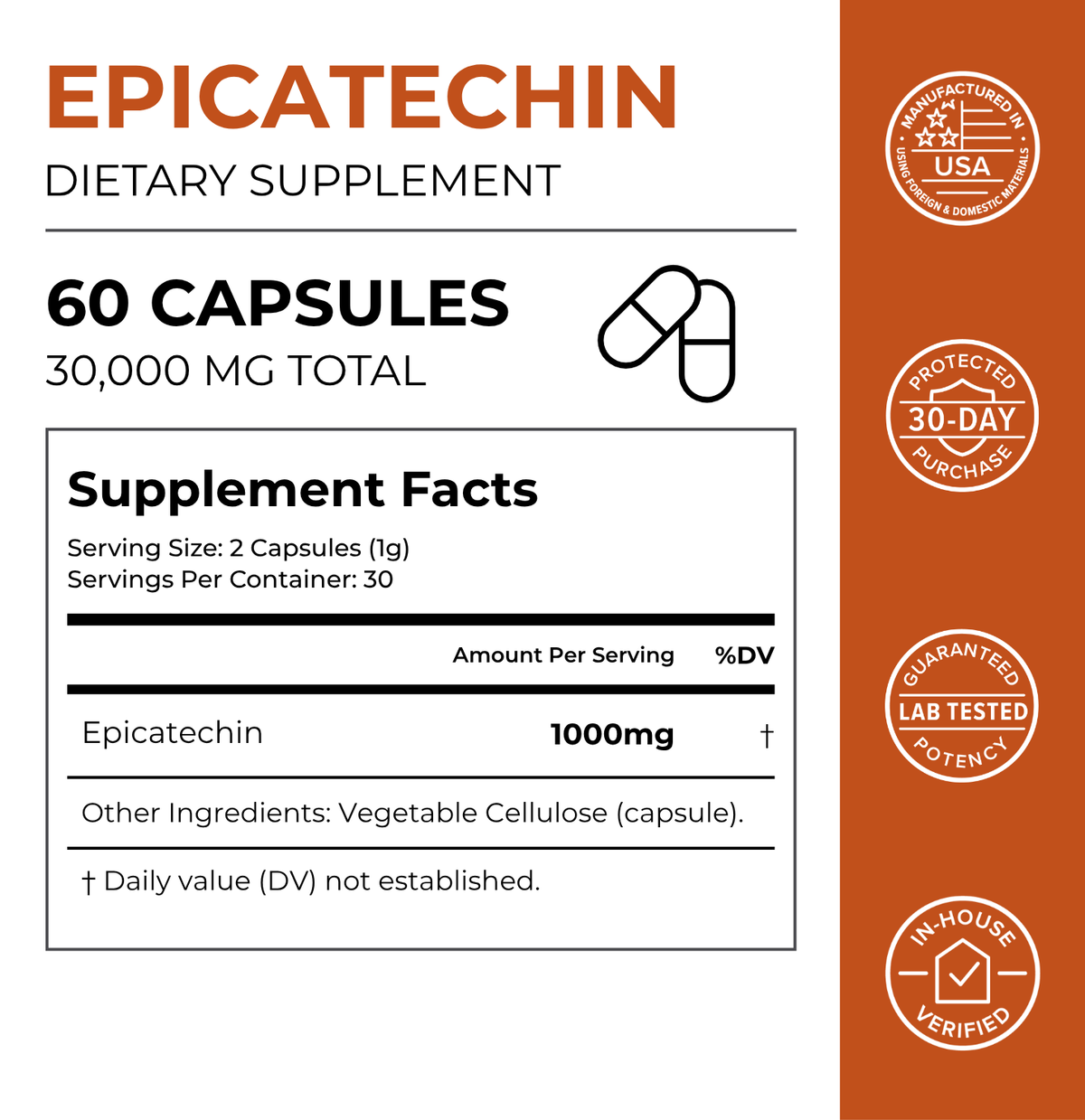 Epicatechin Natural Muscle Support Supplement Capsules