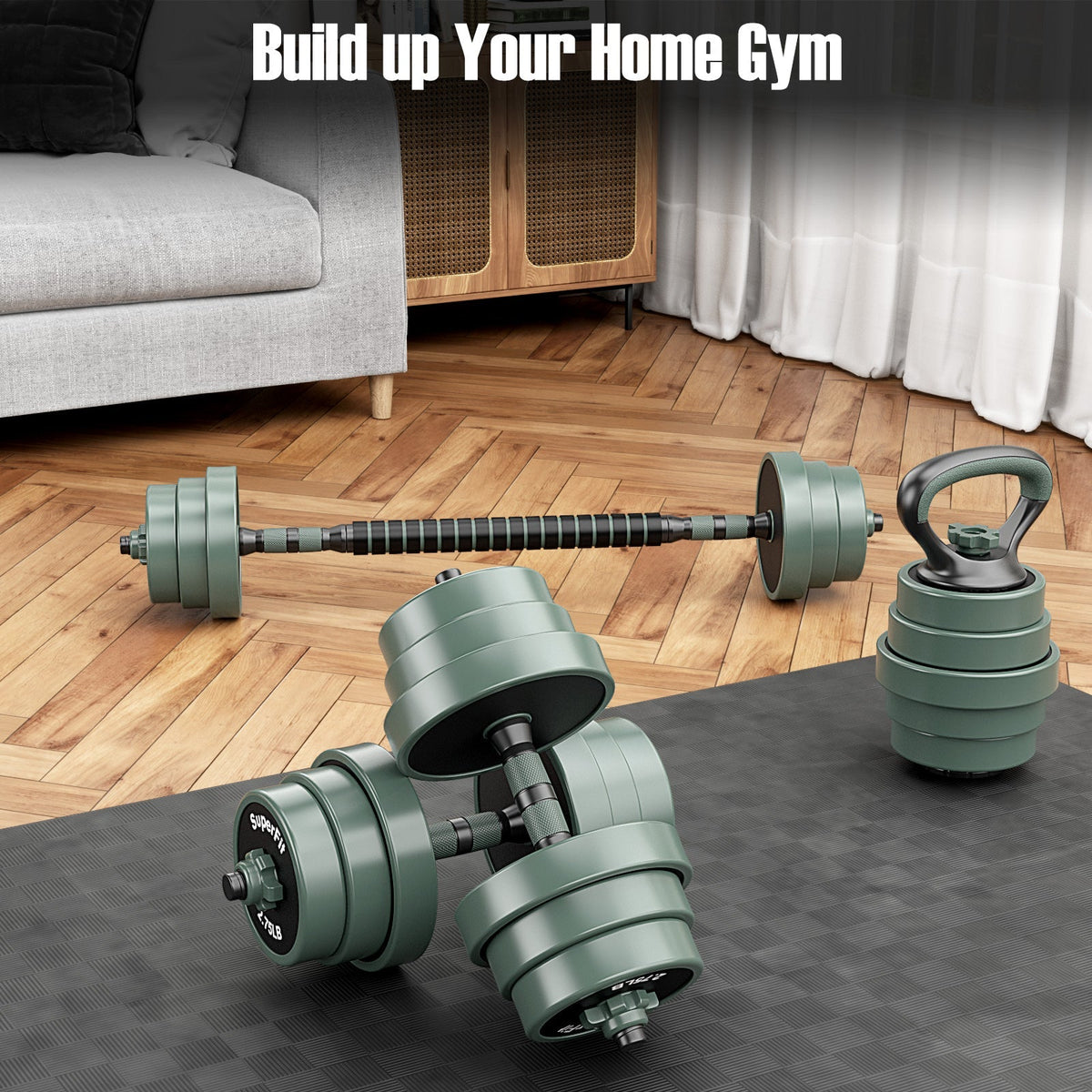 Adjustable Dumbbell Set with Connector Black Gray