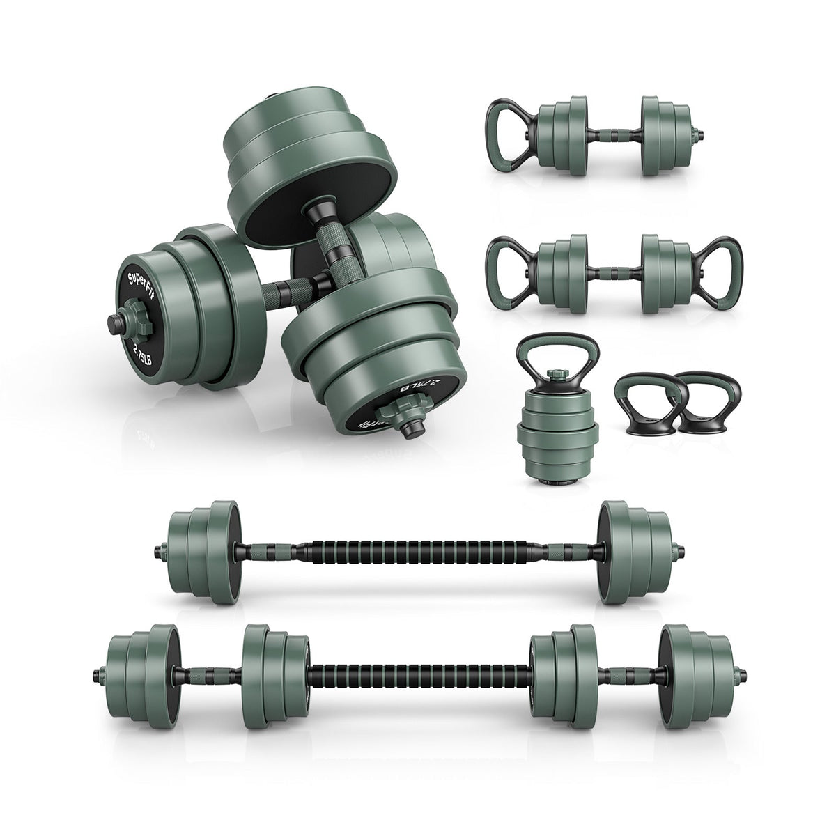 Adjustable Dumbbell Set with Connector Black Gray